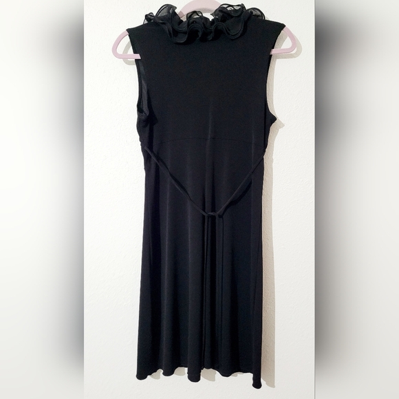 Y2K A. Byer Dress Womans Size Medium ruffle Neck Sleeveless Made In USA Black - Picture 4 of 11